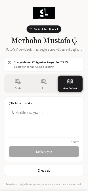 Anı defteri ekranı